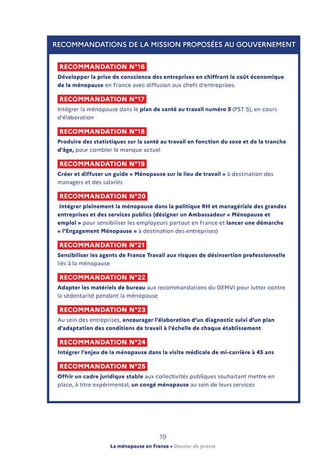 25 propositions concrètes pour la ménopause des femmes en France