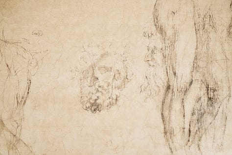 images from the secret room of Michelangelo's drawings