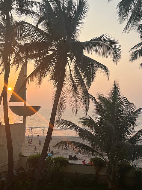 1) Beach view from my home in Mumbai by day 2) by night 3) home cooked meals!