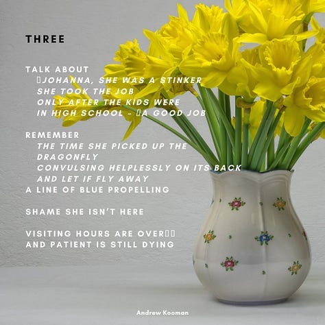 Say it to the dying, a poem by Andrew Kooman