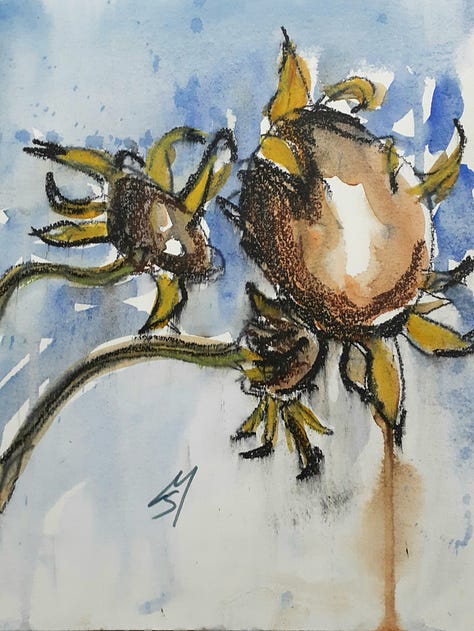 Summer Sunflower Watercolor Sketch Series