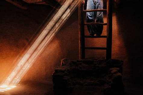 Images of light beams and dust in Santa Fe, New Mexico