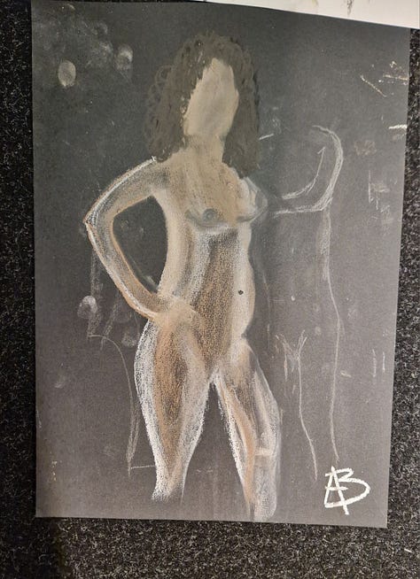 life drawing of nude model in cynon valley cardiff