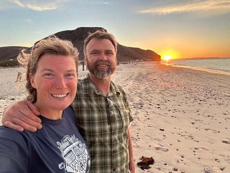 Photos of Liz, Seth, and the dogs in Baja