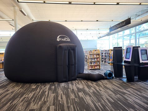 Images of StarLab, an inflatable and portable planetarium. 