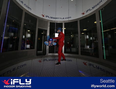 Photos of Peter in flight at iFly Seattle.