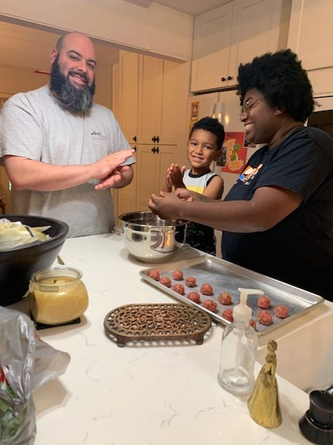 Meatball making with the kiddo 