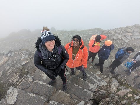 walking up Snowdon on a wet day