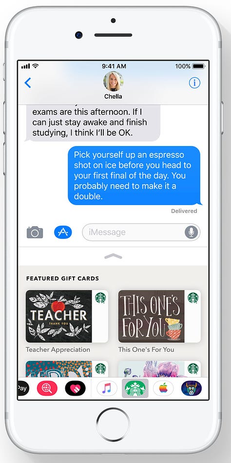 Marketing materials for iOS 11 featuring fake text messages