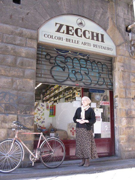My first class. Trip to Zecchi, the famous art supplier in Venice. Drawing my way through chemo.