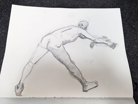 Male life model in dynamic poses