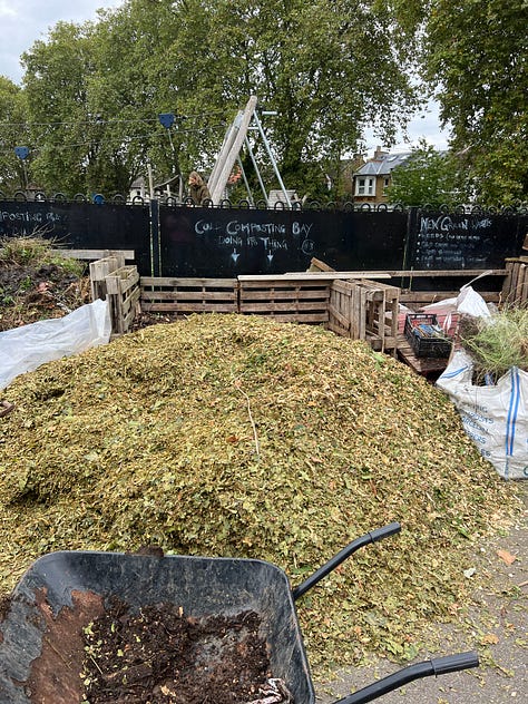 Three photos of wood chip and mulch garden projects