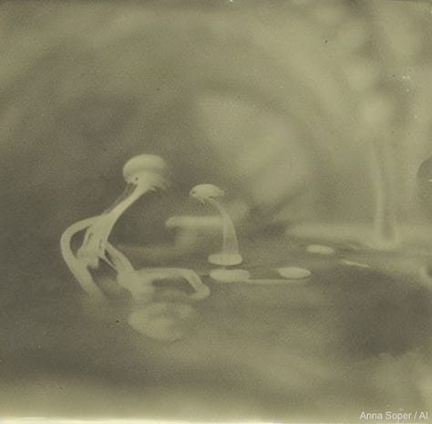 Three images that resemble abstract photographs in sepia tone.