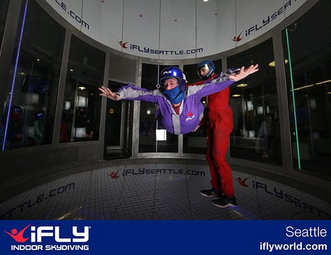 Photos of Paulette in flight at iFly Seattle.