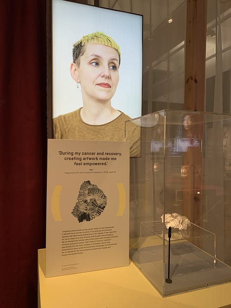 A range of gallery artefacts and notes from the Science Museum's Cancer Revolution exhibition