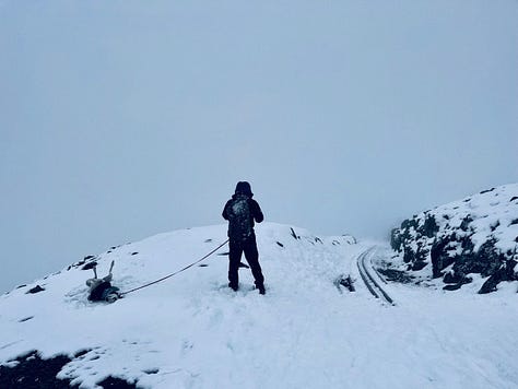 walking snowdon in the snow