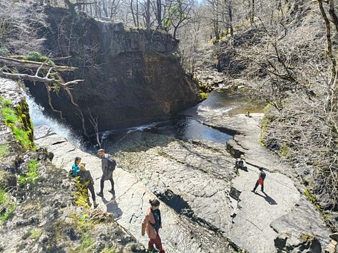 waterfalls of bannau brychieniog on a sunny day