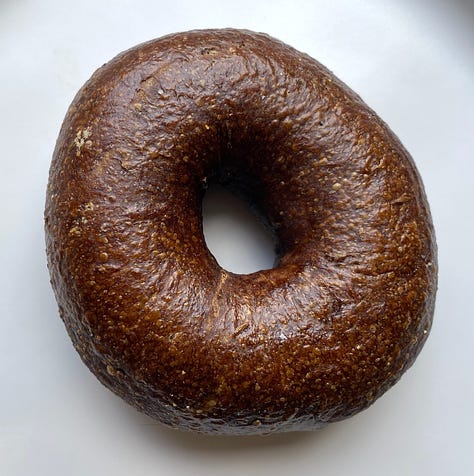 Bagel Oasis's pumpernickel bagel