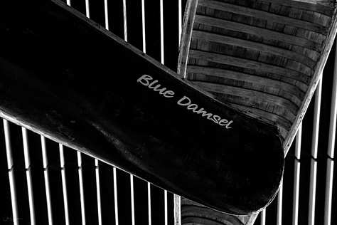 Suspended canoes in main lobby.