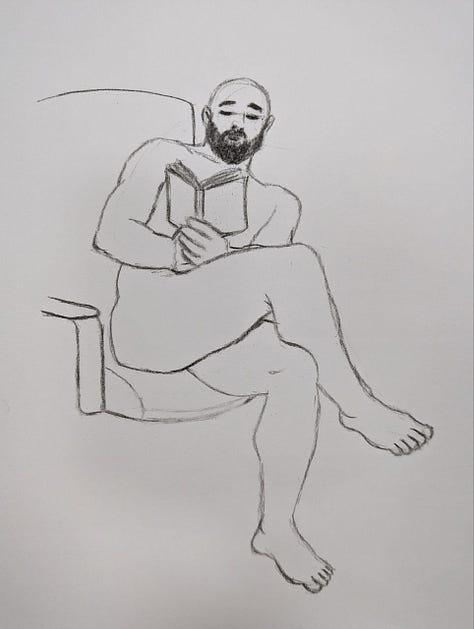 life model posed for sketching drawing male nude