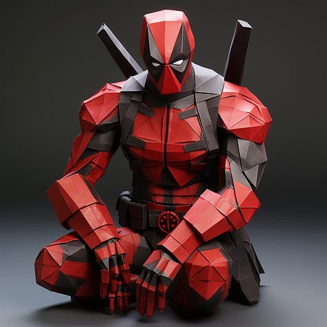 Tulip / Deadpool / windmill Origami by Midjourney