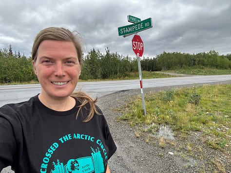 Photos of Liz at the Stampede Trail