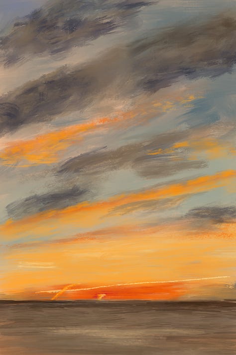 iPad paintings of seascapes in Hornsea, East Yorkshire