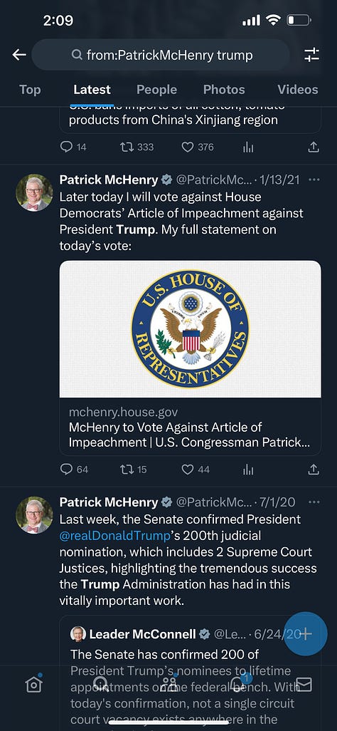 Collection of Posts by Rep. Patrick McHenry on X/Twitter