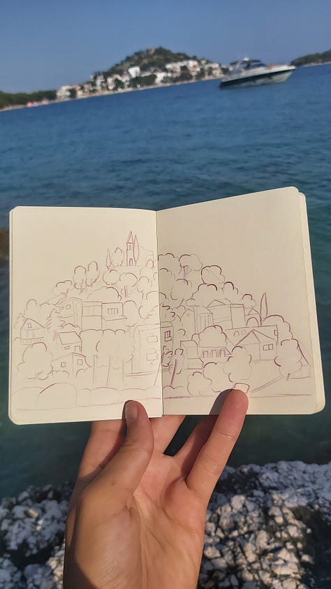 traveling with sketchbook