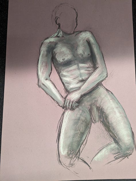 life drawing of nude male cynon valley cardiff