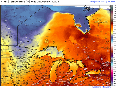 RTMA Temperature 4 pm ET