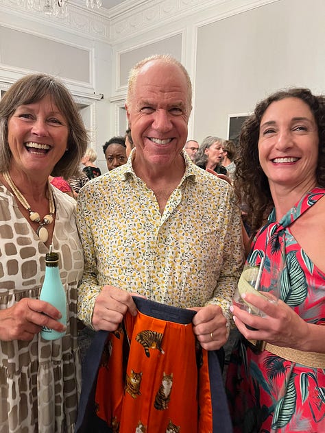 People at an awards ceremony including TV chef Mary Berry, and a picture of the audience. Also a glass of gin and tonice and a man waving in the street waiting to enter the awards.