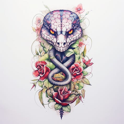 Abstract / compass / snake tattoo designs in MJ