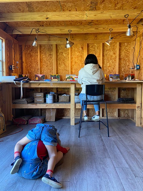 Photos from Parts & Labor artist residency of Michael Gac Levin, Melina Gac Levin, and family.