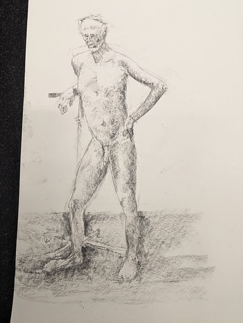 life drawing of nude male cynon valley cardiff