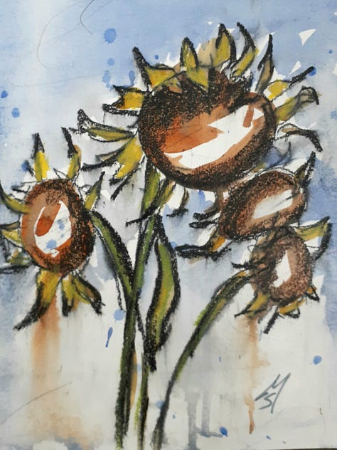 Summer Sunflower Watercolor Sketch Series