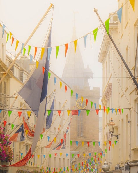 The picturesque capital city of Guernsey, St Peter Port: entrance, the city church, the colorful streets shrouded in mist. Photos by Peter Tiffin