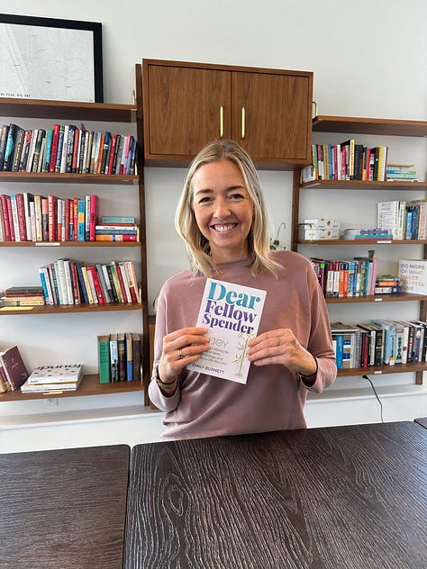 Author holding copies of her book in 3 settings.