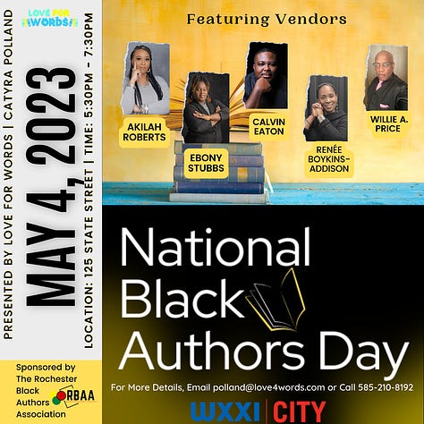 Images for the Speakers & Guests for National Black Authors Day event on May 4th, 2023. Founded by CaTyra Polland