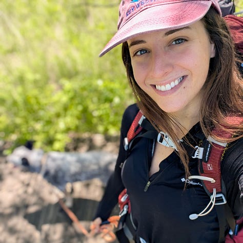 A photo gallery of the author in her late twenties—kayaking, hiking, smiling with friends, and living in quiet contrast to societal expectations.