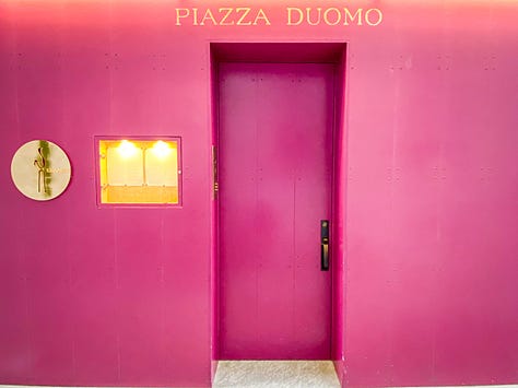 Piazza Duomo’s signature brilliant Pink speaks to the personality of the restaurant and the surrounding Piedmont region