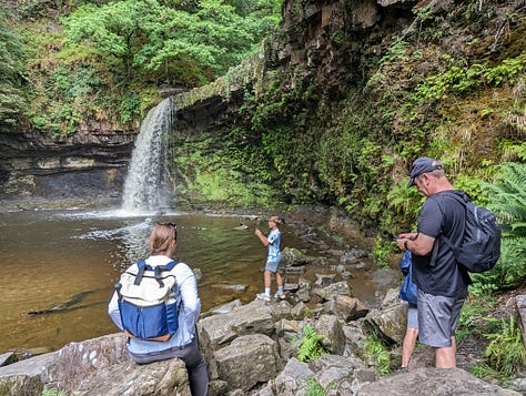 guided walk waterfalls brecon wales wild swimming