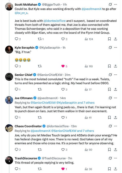 A small sampling of Flynn Network slander posts against me.