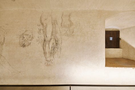 images from the secret room of Michelangelo's drawings