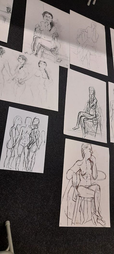 nude female life drawing in wales