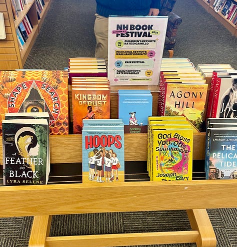 Books on display in Gibson's Bookstore. Authors will appear at the NH Book Festival.