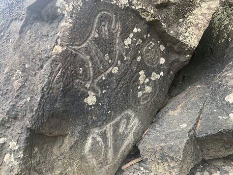 Doing a short cave hike with the boys. Top of the mountain selfie! Amazing views of the Olympic interior. Post mountain climb feast. Scrambling on the Olympic coast. Petroglyphs of an orca, a salmon? and some bears.