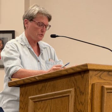 Twentynine Palms residents Heidi Heard, Serena S., Jason Phillips, Kat Talley-Jones, Jeff Johnson and Astrid Johnson speak about proposed commercialized camping regulations.