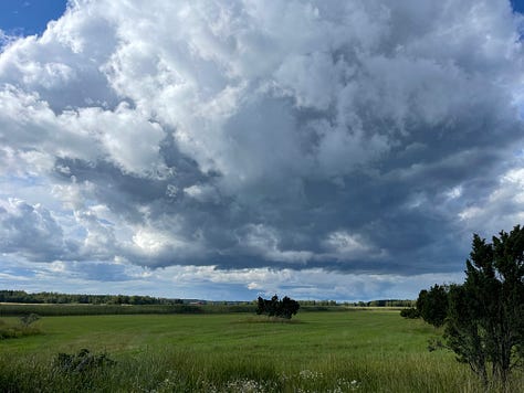 Three photos of fluffy white clouds hanging in the sky