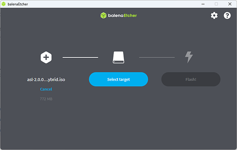balena Etcher flashing steps
